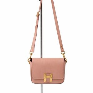 Sophie Hulme Blush Crossbody Bag with Gold Accents